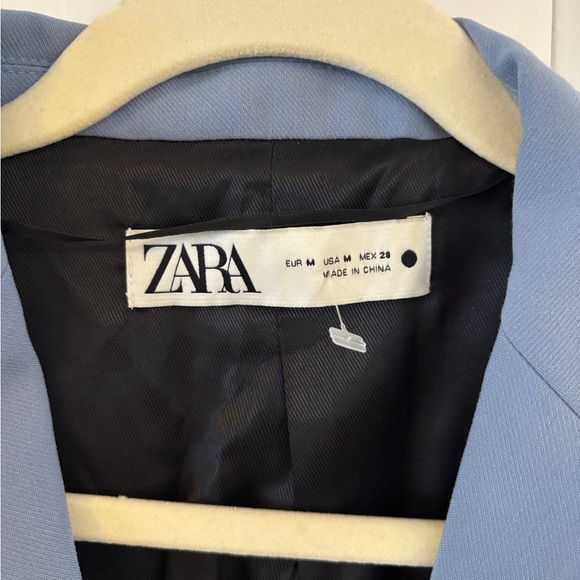Zara Double Breasted Blazer size Medium, sky blue, smart, classic - Picture 4 of 5